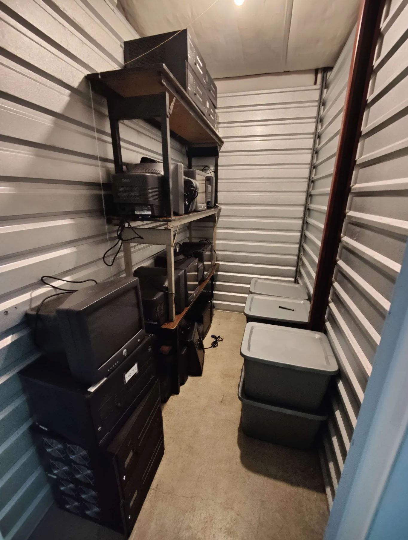 Storage unit with CRTs and equipment